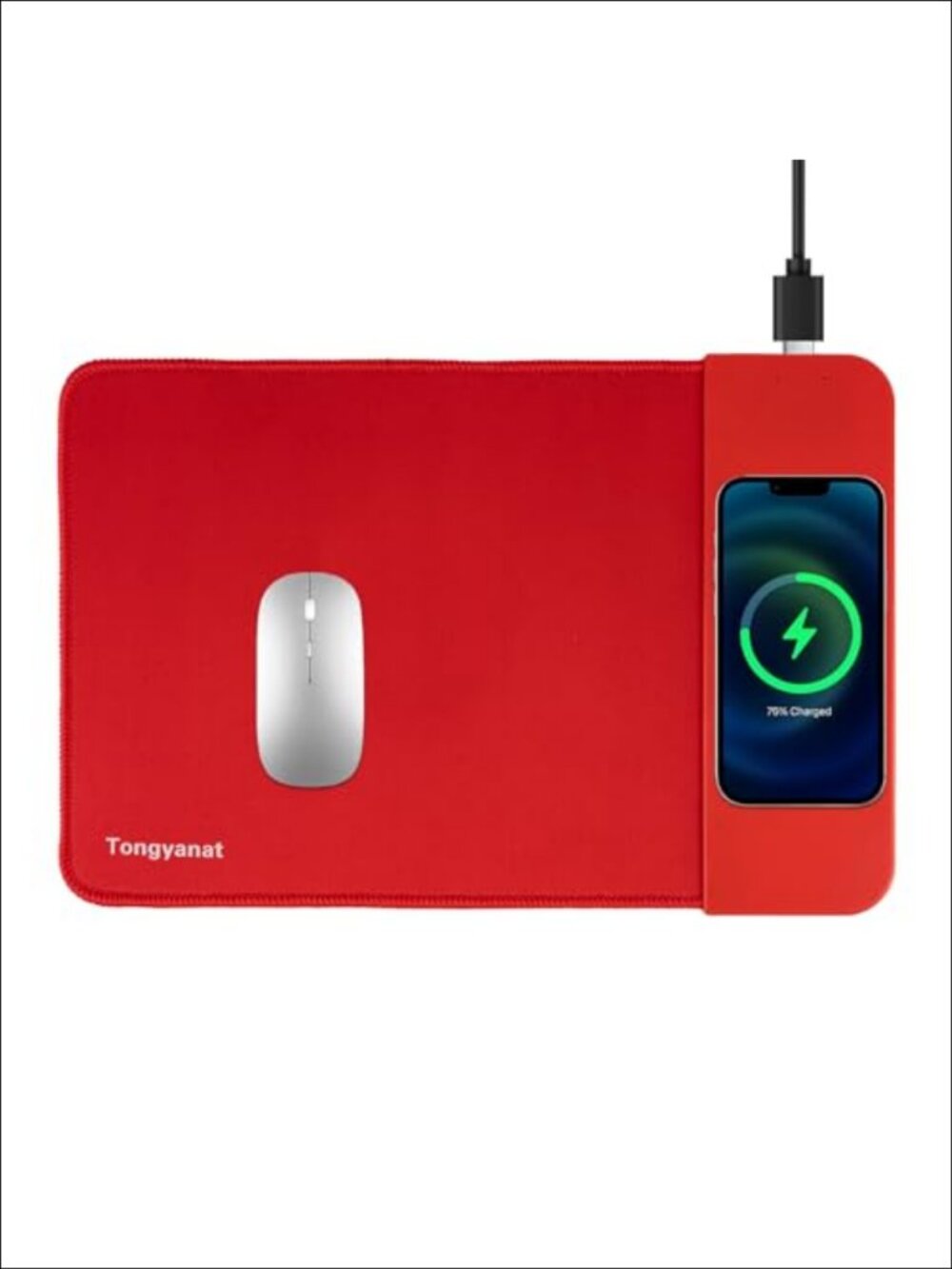 15W Qi Wireless Charging Mouse Pad 2-in-1 Desk Pad Non-Slip Rubber Base Fast